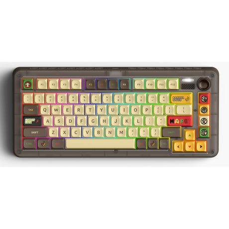 Bezprzewodowa klawiatura mechaniczna Iqunix Zx75 Happy Ape (brązowa, układ US (QWERTY), TTC Holy Panda, 75%, diody RGB, możliwość wymiany podczas pracy, podwójny strzał pbt, 2,4 GHz | Bluetooth 5.1 | USB-C)