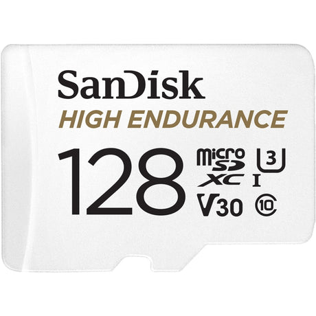 Karta pamięci Sandisk o wysokiej wytrzymałości microSDXC 128 GB (biała, klasa 10, v30, u3, w zestawie adapter)