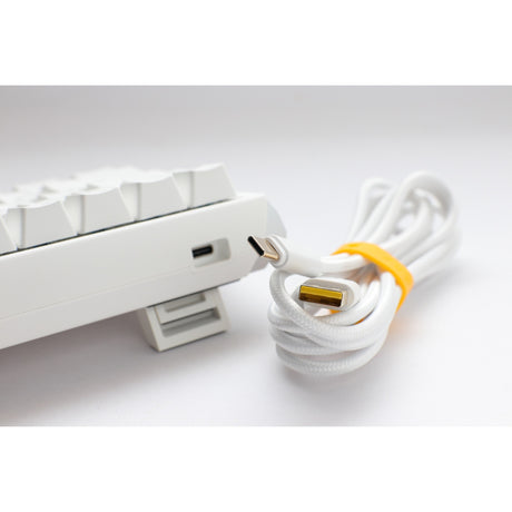 Ducky one 3 klasyczna, czysta biała klawiatura mechaniczna SF RGB (biała, układ US (Qwerty), wiśniowy MX brązowy, 65%, diody LED RGB, podwójny strzał PBT, możliwość wymiany podczas pracy, mechanika Quack)