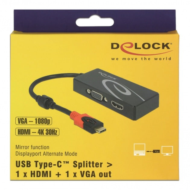 Delock Adapter USB-C > HDMI VGA (czarny, 0,2 metra)