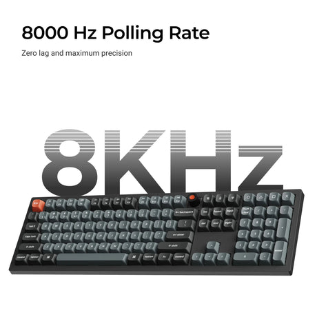 Keychron v6w-d3 8k qmk, niestandardowa przewodowa klawiatura mechaniczna (czarna, układ amerykański (qwerty), super brązowy, 100%, diody rgb, double-shot pbt, hot swap, 8k, przycisk)