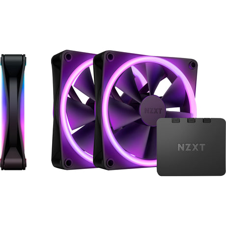 Wentylatory duo Nzxt f120 rgb (czarne, 3 sztuki, 120 x 120 x 25 mm, pwm, w tym kontroler)