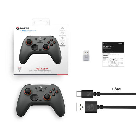 Wieloplatformowy bezprzewodowy kontroler gier Gamesir Nova 2 Lite (ciemnoszary, Switch, PC, Android i iOS, Bluetooth 2,4 GHz USB)
