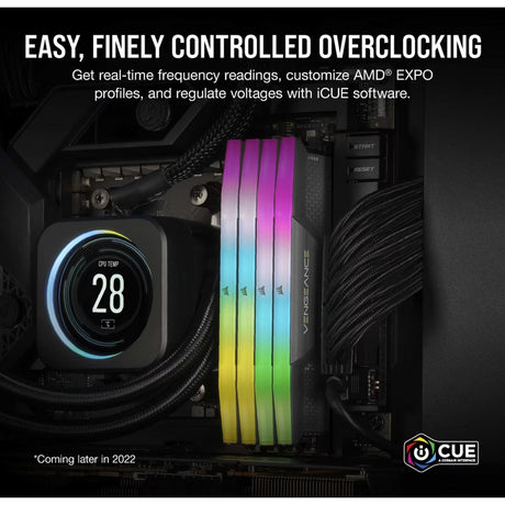 Corsair vengeance rgb 32 gb ddr5-6000 (2x 16 gb) werkgeheugen (zwart, cmh32gx5m2d6000z38, expo)
