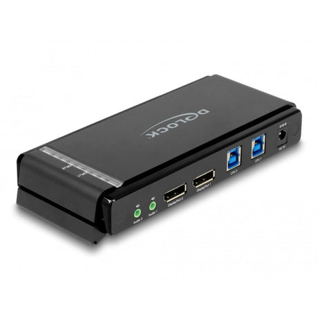 Delock przełącznik displayport 1,4 kvm, 8k 60 hz, USB 3.2 gen 1, przełącznik audio kvm (szary czarny)