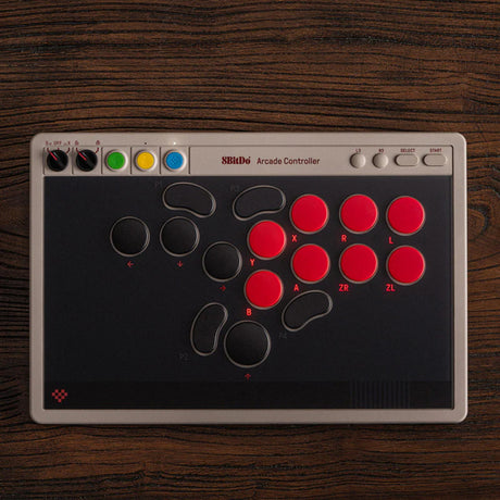Kontroler 8bitdo Arcade (szary czerwony, 2,4 GHz Bluetooth USB, Nintendo Switch 1 + 2, PC)