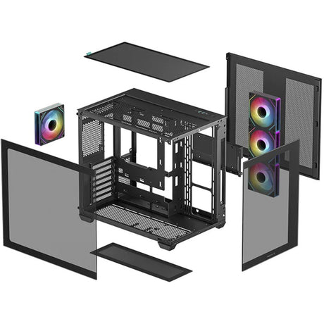 Obudowa midi tower Deepcool CG530 4f (czarna | 2x USB-A | 1x USB-C | RGB | szkło hartowane)