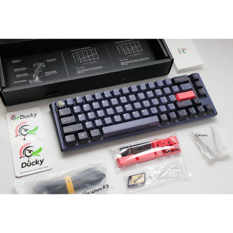 Klawiatura mechaniczna Ducky one 3 cosmic blue SF RGB (ciemnoniebieski, układ US (Qwerty), Cherry MX Red, 65%, diody LED RGB, double-shot PBT, hot-swap, mechanika Quack)