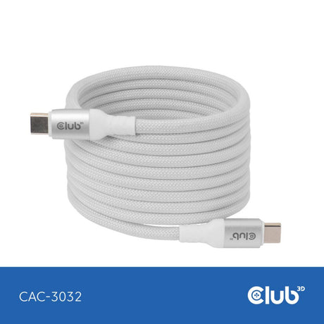 Cewka magnetyczna Club 3D USB-C 240 W PD3.1, biały kabel, 2 metry kabla (biały)