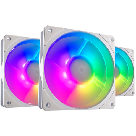 Cooler master mobius 120p argb 120x120x25 wentylatory obudowy (białe, 3 sztuki, 120 x 120 x 25 mm, pwm)