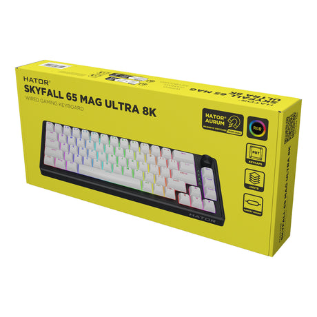 Hator skyfall mag ultra 8k rgb mechanisch gaming toetsenbord (zwart, us lay-out (qwerty), hator aurum ice, 65%, rgb, double-shot pbt, hot-swap)
