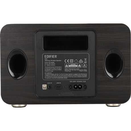 Bezprzewodowy głośnik stołowy Edifier d32 (ciemnobrązowy srebrny, Bluetooth, Wi-Fi (Apple Airplay), USB-C, AUX)