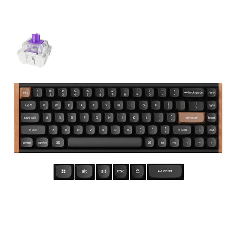 Klawiatura mechaniczna Keychron k6 he-f1 rgb (czarna, układ amerykański (qwerty), mgławica magnetyczna gateron z podwójną szyną, 65%, diody rgb, osa double-shot pbt, hot swap, usb-c | 2,4 ghz | bluetooth 5.1)