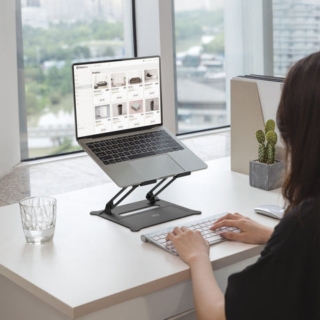 Podstawka pod laptopa Act Connect, aluminiowa, składana, z płynną regulacją wysokości (czarna)