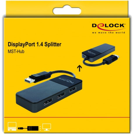 Delock rozdzielacz displayport 1,4 in > 3x wyjście displayport (czarny, 0,12 m)