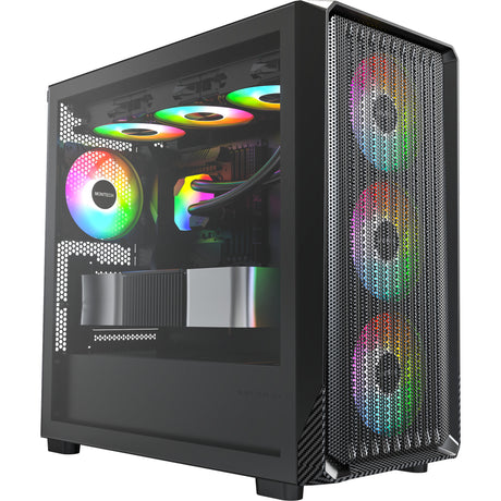 Obudowa midi tower Montech x5m (czarna | 2x USB-A | 1x USB-C | RGB | szkło hartowane)