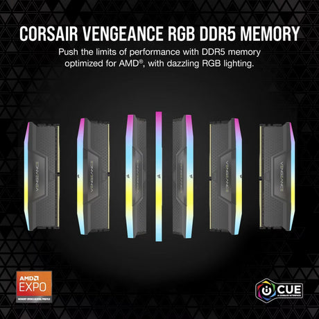 Corsair vengeance rgb 32 gb ddr5-6000 (2x 16 gb) werkgeheugen (zwart, cmh32gx5m2d6000z38, expo)