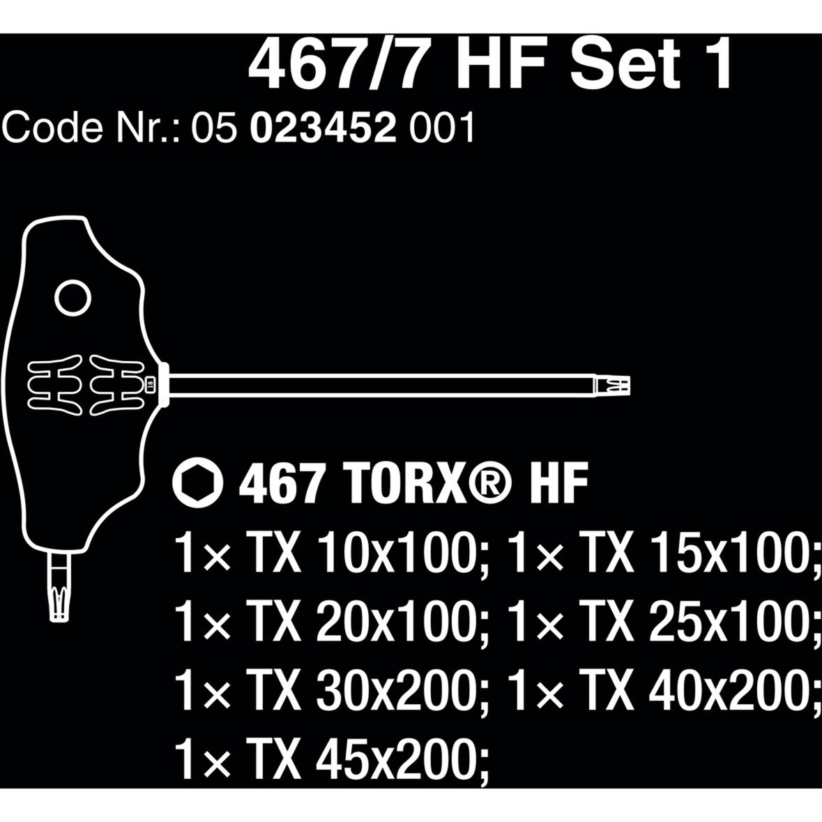 Zestaw Wera 467 7 torx hf 1 śrubokręt krzyżakowy + stojak, 7 sztuk (czarno-zielony, z funkcją przytrzymywania)