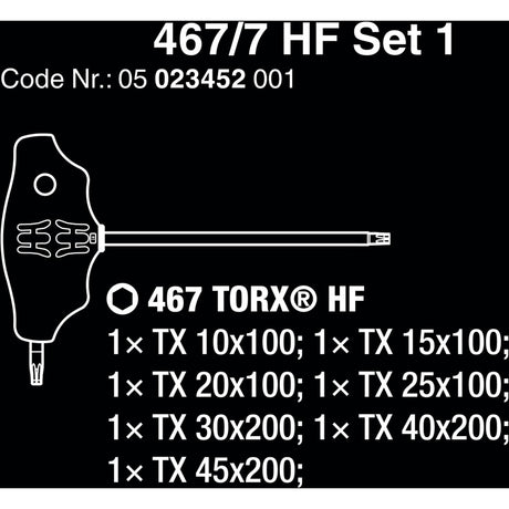 Zestaw Wera 467 7 torx hf 1 śrubokręt krzyżakowy + stojak, 7 sztuk (czarno-zielony, z funkcją przytrzymywania)