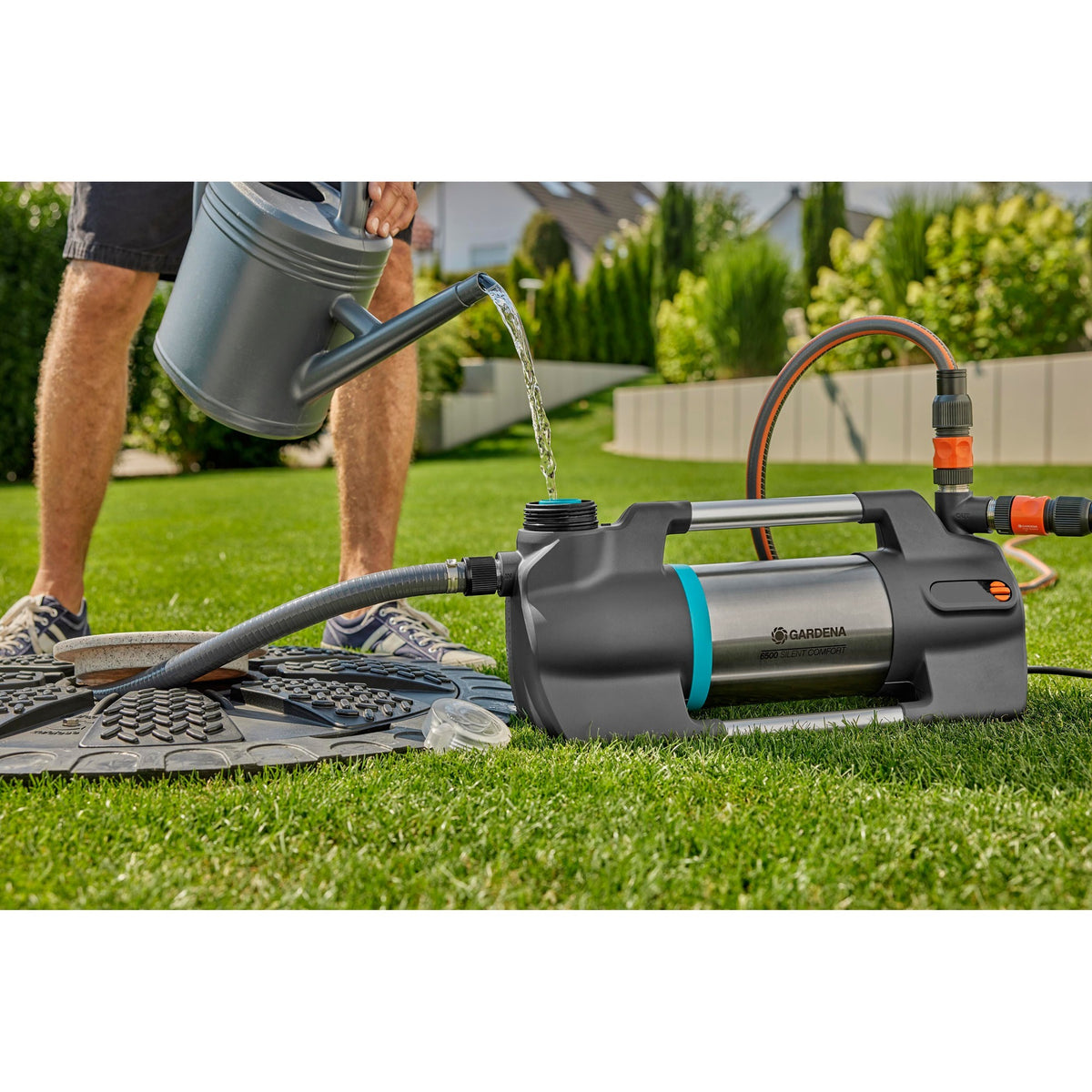 Pompa do podlewania Gardena 6500 cichycomfort (ciemnoszara stal nierdzewna, 1300 watów | Bluetooth)