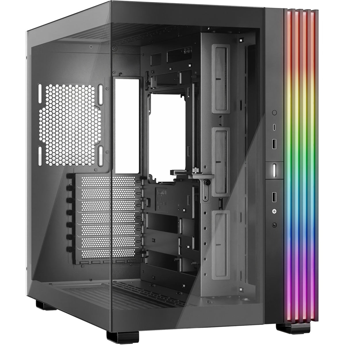Bądź cicho! podstawa świetlna 600 dx obudowa midi tower (czarna | 2x USB-A | 1x USB-C | RGB | okienko)