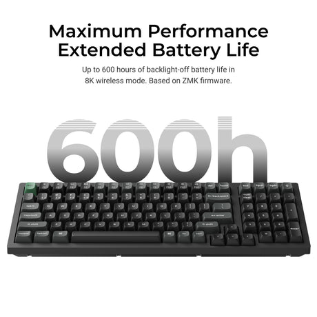 Keychron k4 ultra 8k wireless custom mechanical keyboard (zwart, us lay-out (qwerty), apex brown, 96%, rgb leds, osa double-shot pbt, usb-c | 2.4 ghz | bluetooth 5.2)