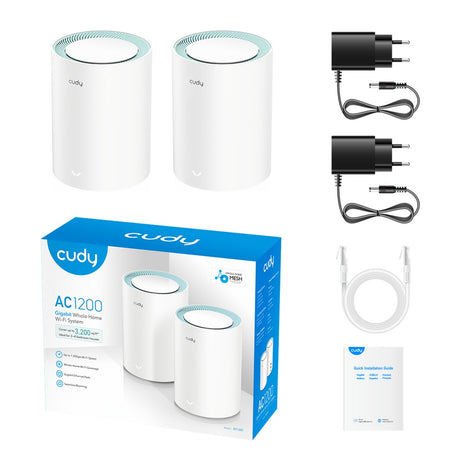 Cudy ac1200 gigabitowy system Wi-Fi mesh (2 sztuki) router mesh (biały)