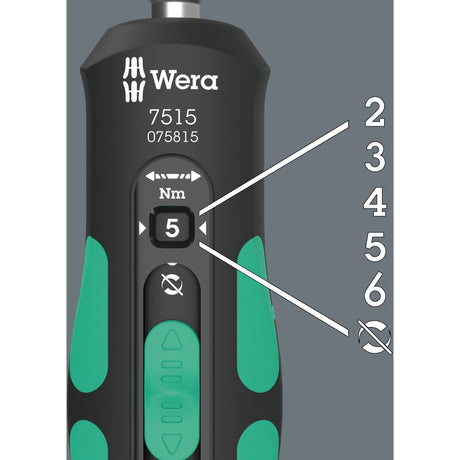 Wera 7515 Kraftform wkrętak dynamometryczny z bezpiecznym momentem obrotowym (czarno-zielony, 2-6 nm)