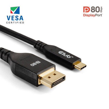 Dwukierunkowy adapter Club 3D USB-C na DisplayPort DP80 (czarny, 1 metr, certyfikat VESA)
