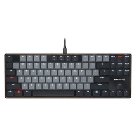 Klawiatura mechaniczna Cherry KC 500 MX LP TKL (czarna, układ US (QWERTY), MX Low Profile 2.0 Ivory, 80% (TKL), białe diody LED, nakładki na klawisze PBT)