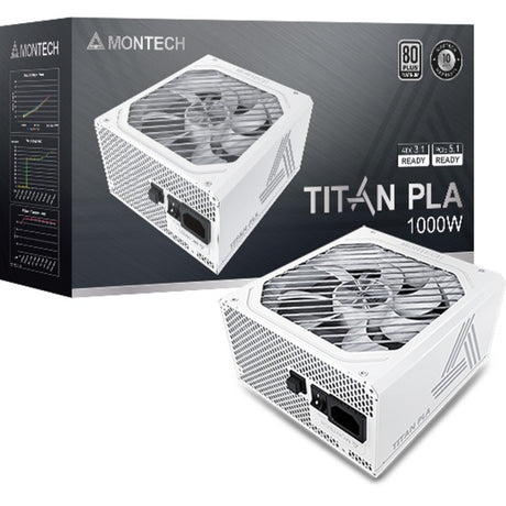 Zasilacz modułowy Montech Titan Pla 1000 W (biały, 2x pcie)