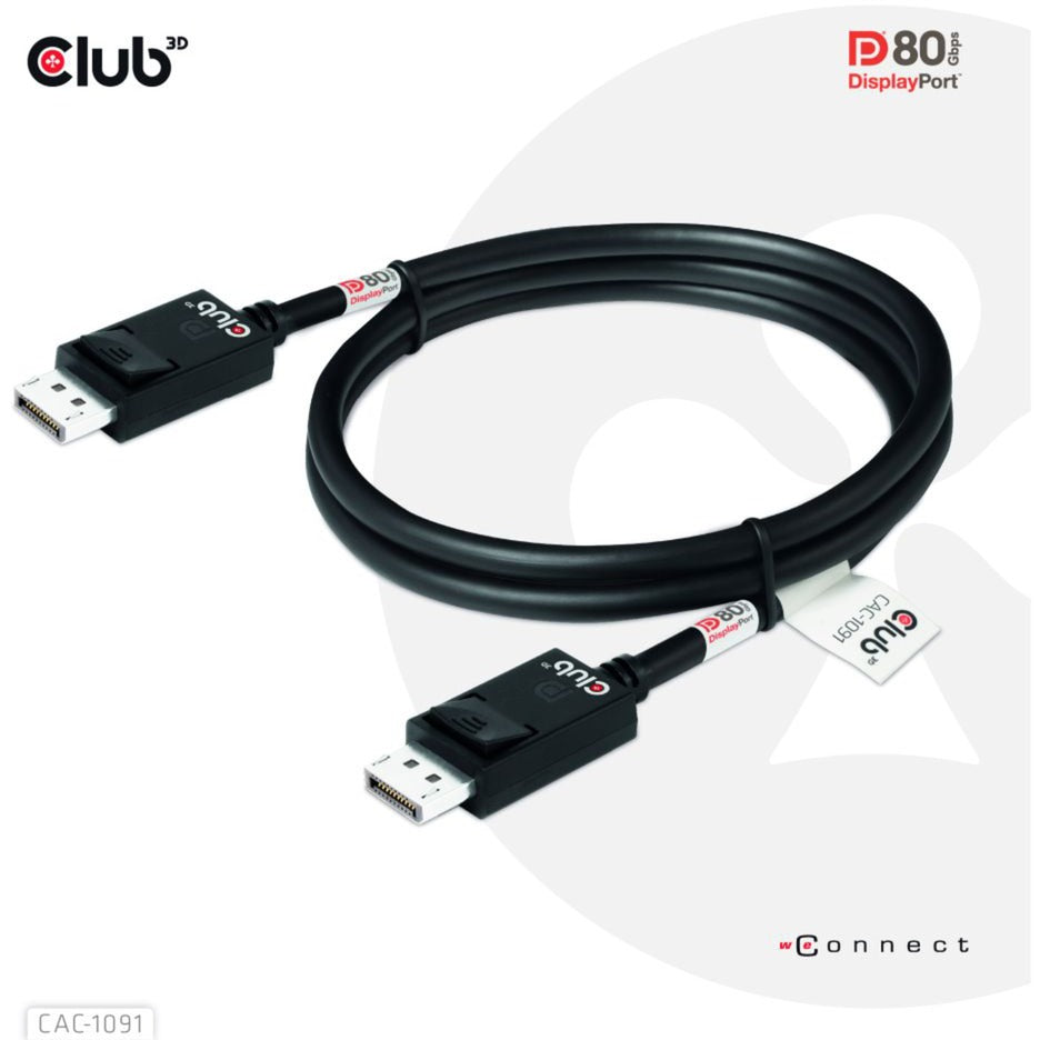 Kabel z certyfikatem Club 3D DisplayPort 2.1 Vesa DP80 męsko-męski (czarny, 1,2 m, 4K 240 Hz, 8K 60 Hz, 80 Gb/s)