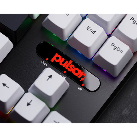 Mechaniczna klawiatura do gier Pulsar pcmk 2he tkl (biała, układ amerykański (qwerty), 80% (tkl), rgb, pbt podwójne klawisze, hot-swap)