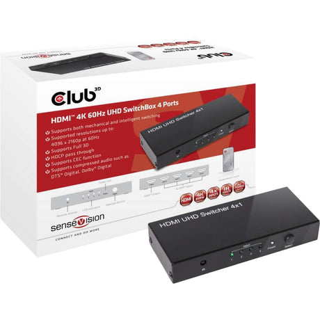 Adapter 4-portowy Club 3D HDMI 2.0 UHD Switchbox (czarny, CSV-1370)