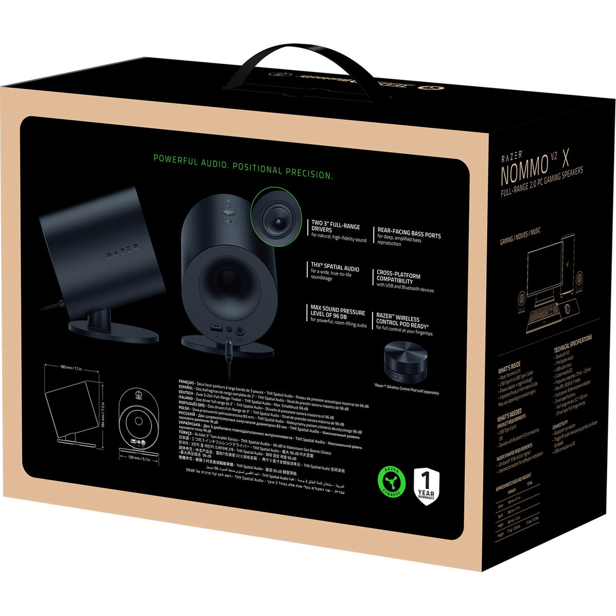 Głośnik Razer nommo v2 x (czarny, USB, Bluetooth)