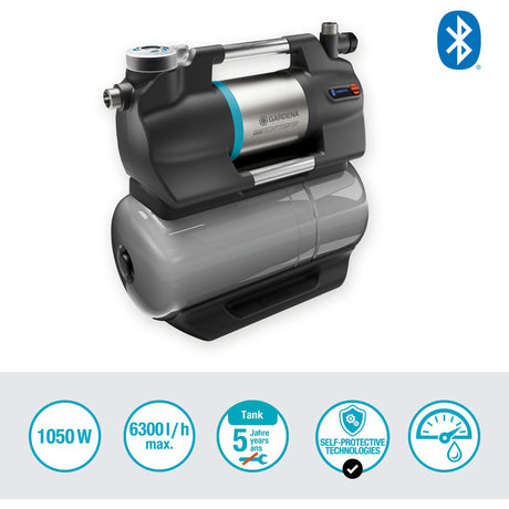 Pompka ciśnieniowa Gardena 6300 cichycomfort (szara stal nierdzewna, Bluetooth)