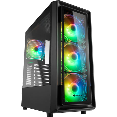 Obudowa midi tower Sharkoon tk4 rgb (czarna | 4x usb-a | rgb | szkło hartowane)