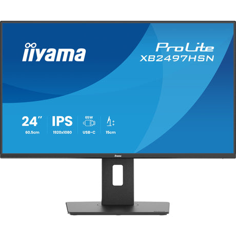 Monitor Iiyama prolite xb2497hsn-b1 23.8 (czarny (matowy), 100 Hz, HDMI, Display Port, USB-C, audio, LAN)
