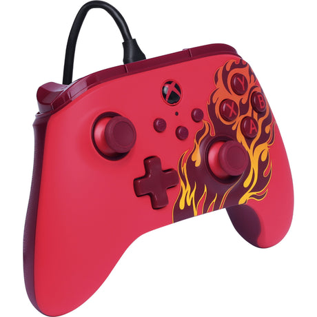 Kontroler Powera Advantage z kablem do serii Xbox x|s - red fire (czerwony, xbox series x|s, xbox one, PC)