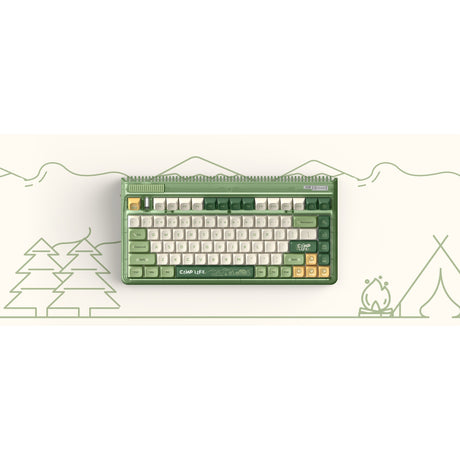 Bezprzewodowa klawiatura mechaniczna kempingowa Iqunix og80 (zielona, układ amerykański (qwerty), wiśnia mx czerwona, 80% (tkl), diody rgb, możliwość wymiany podczas pracy, pbt, 2,4 GHz | bluetooth 5.1 | usb-c)