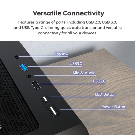 Obudowa midi tower Montech x5 (czarna | 2x USB-A | 1x USB-C | szkło hartowane)