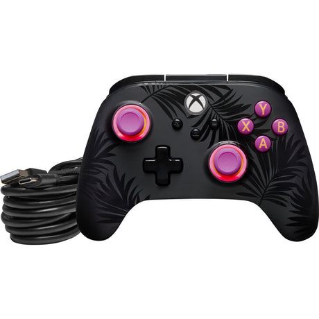 Powera Advantage plus przewodowy kontroler dla Xbox Series x|s - palmy w świetle księżyca (różowy, Xbox Series x|s, Xbox One, PC)