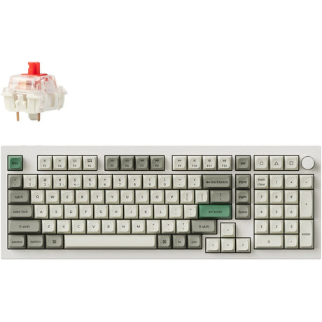 Klawiatura mechaniczna Keychron Q5 Max-P1 RGB (biała, układ US (QWERTY), Gateron Jupiter Red, 96%, diody LED RGB, KSA double-shot PBT, hot swap, pokrętło, 2,4 GHz | Bluetooth 5.1 | USB-C)