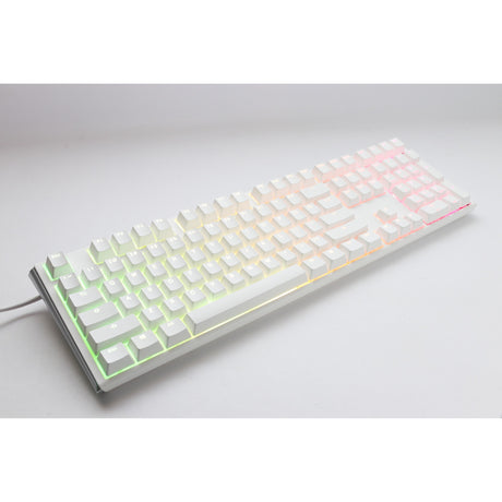 Ducky one 3 klasyczna, czysta biała klawiatura mechaniczna rgb (biała, układ amerykański (qwerty), wiśnia mx cicha czerwona, 100%, dioda rgb, podwójny strzał pbt, możliwość wymiany podczas pracy, mechanika szarlatanu)