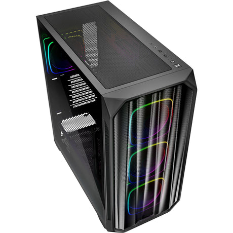 Obudowa midi tower Sharkoon ak5m rgb (czarna | 2x usb-a | 1x usb-c | rgb | szkło hartowane)
