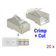 Delock wtyk rj45 zaciskany+przycięty kat.6 stp (przezroczysty, 20 sztuk)