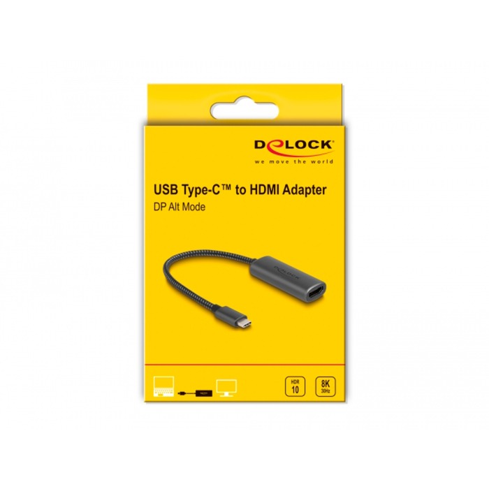 Delock Adapter USB-C (męski) > HDMI (żeński) (tryb DP Alt) (szary, 0,2 m)