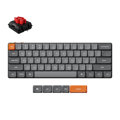 Klawiatura mechaniczna Keychron K9 Max-H1 RGB (czarna, układ US (QWERTY), mleczny pompon czerwony, 60%, diody LED RGB, podwójne PBT, hot swap, USB-C | 2,4 GHz | Bluetooth 5.1)