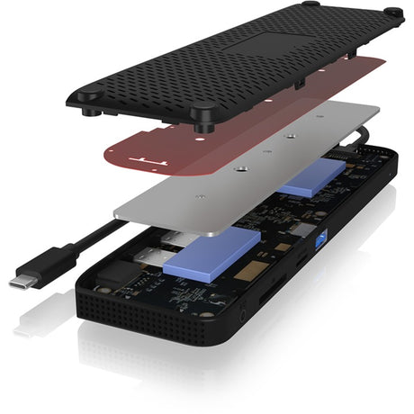 Icy box ib-dk2116-c Mobilna stacja dokująca 11 w 1 z potrójnym wyjściem wideo (czarna, HDMI, Displayport, LAN, USB Type-C)