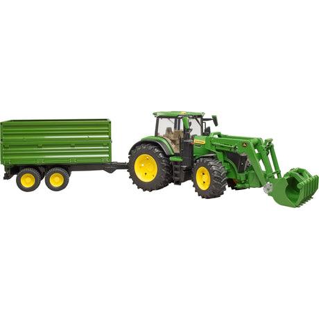 Bruder John Deere 7R 350 z ładowaczem czołowym i przyczepą transportową model pojazdu (03155)